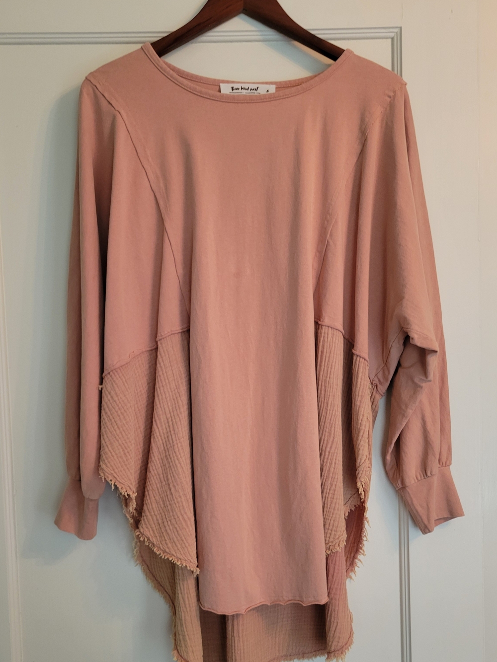 Three Bird Nest Coral Pink Layered Tunic Top